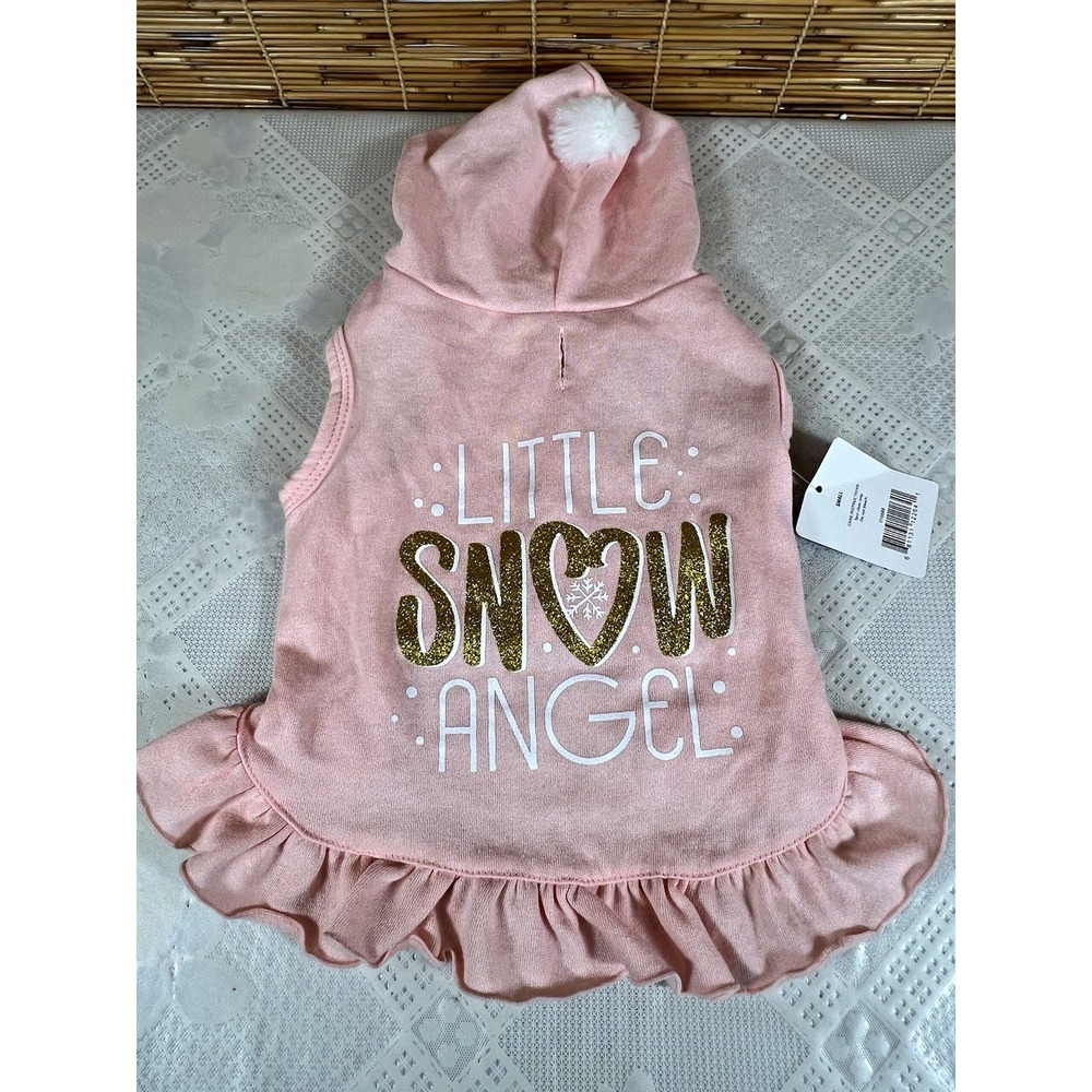 Vibrant Life Pink Hooded Dog Dress Little Snow Angel Winter Size S Shih Tzu